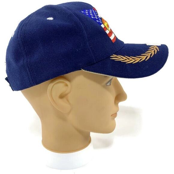 USA Bald Eagle American Flag Ball Cap Embroidered Blue Adjustable Snapback - Picture 5 of 8